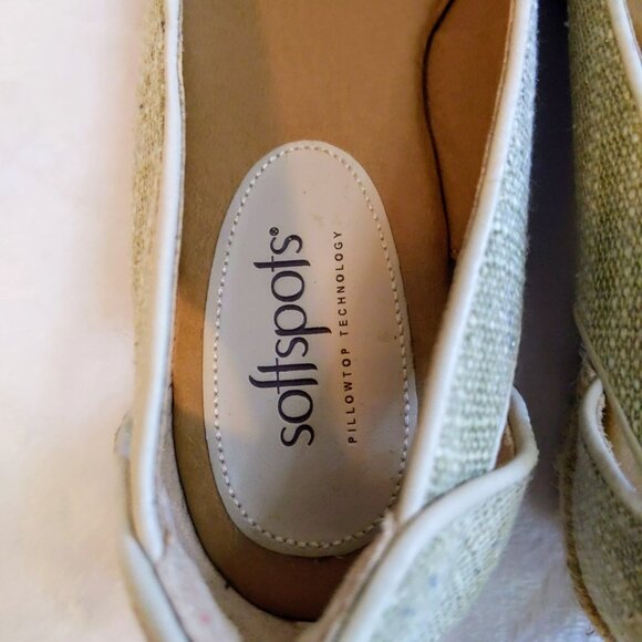 Softspots Aden Sand & Cream Peep Toe Espadrilles Size 6W - Picture 6 of 10